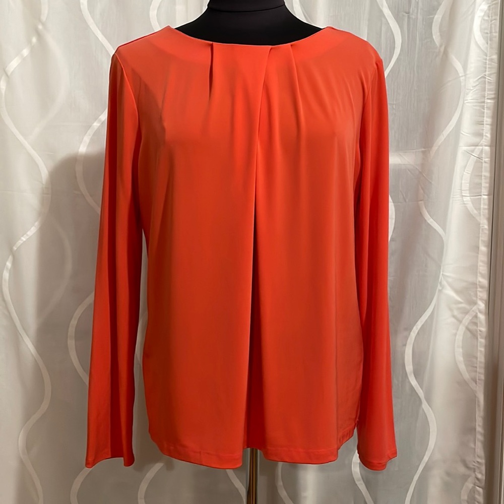Liz Claiborne Orange Long Sleeve Blouse, Size Large